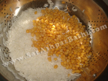 آبکش کردن لپه و برنج