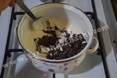 ریختن شکلات در خامه